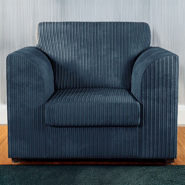 Luxor Orange Navy Blue Jumbo Cord Armchair - image 1