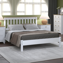 Core Products Capri Double White Slatted Low End Bed Frame - thumbnail 1