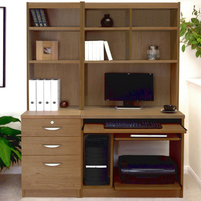 R White Cabinets Set 17 3 Drawer Brown Computer Desk - image 1