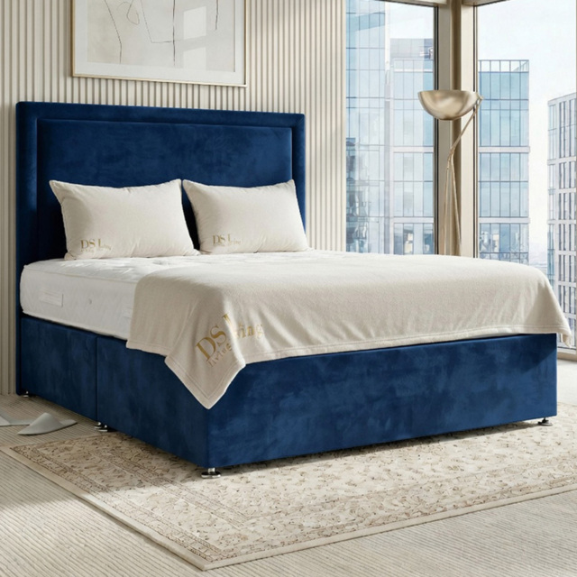 DS Living Velmont Dark Blue Single Plush Divan Bed - image 1