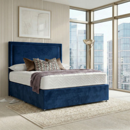 DS Living Velmont Dark Blue Single Plush Divan Bed - thumbnail 4