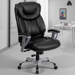 FWStyle Black Faux Leather High Back Executive Office Chair