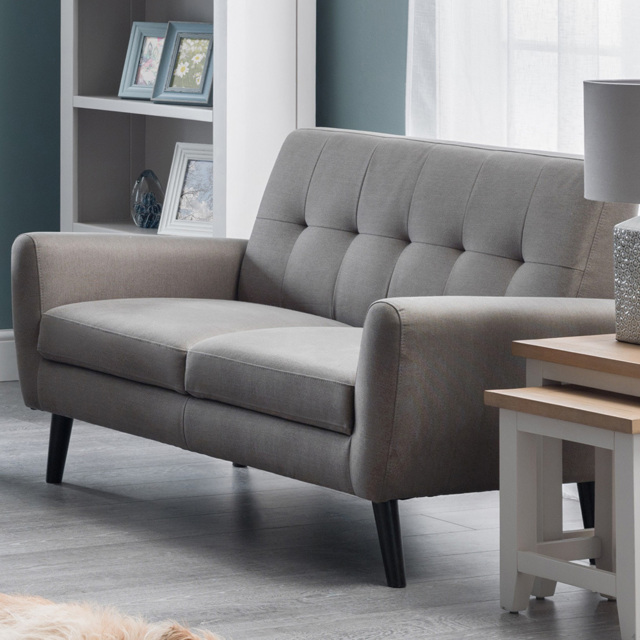 Julian Bowen Monza 2 Seater Grey Compact Retro Sofa - image 1