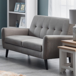 Julian Bowen Monza 2 Seater Grey Compact Retro Sofa - thumbnail 1