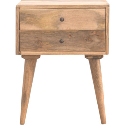 Artisan Furniture Beige 2 Drawer Solid Wood Bedside Table - thumbnail 2