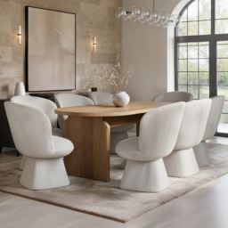 SOLACE+CO Varm Aiko Ribbed Wooden 8 Seater Dining Set