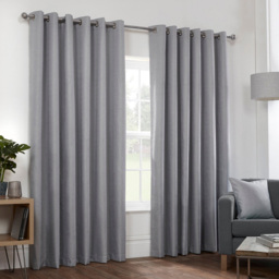Divante Hoxton Blackout Silver Eyelet Curtains 137 x 168cm
