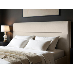 SOLACE+CO Nela King Size Cream Woven Fabric Ottoman Bed with Padded Headboard - thumbnail 4