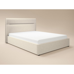 SOLACE+CO Nela King Size Cream Woven Fabric Ottoman Bed with Padded Headboard - thumbnail 2