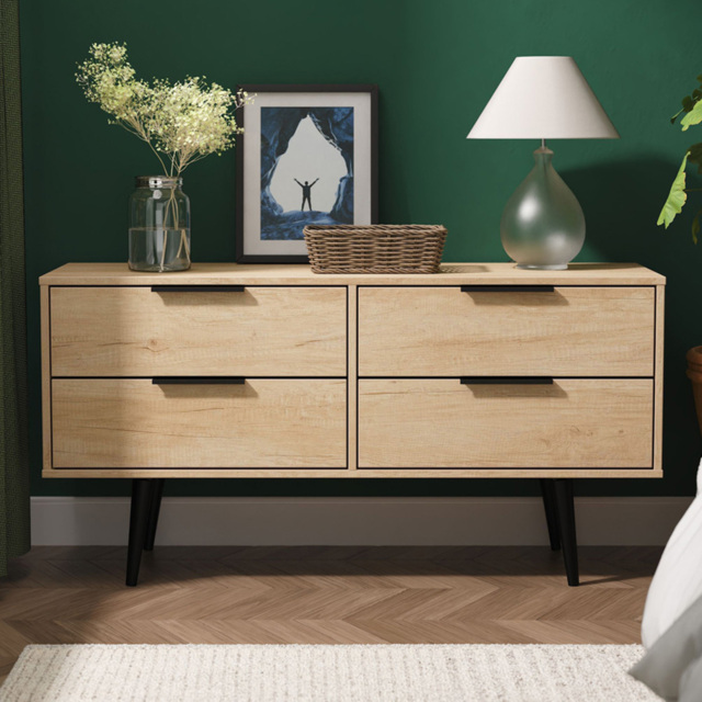 Crowndale Hong Kong 4 Drawer Nebraska Oak Bed Box Ready Assembled - image 1