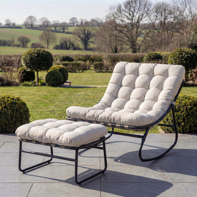 Artemis Home Solace Beige Garden Rocking Chair with Stool - image 1