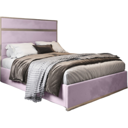 Bentley Pink Single Velvet Upholstered Metal Bed Frame with Panelled Headboard - thumbnail 2