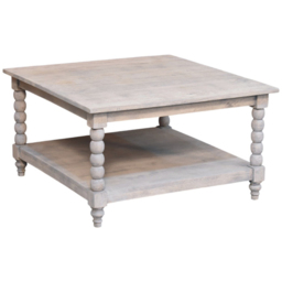 Artisan Furniture Barclay Acid Wash Beige Single Shelf Solid Wood Coffee Table - thumbnail 3