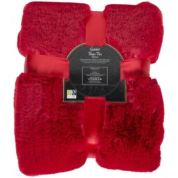 Divante Red Soft Rabbit Faux Fur Throw 127 x 152cm - thumbnail 3