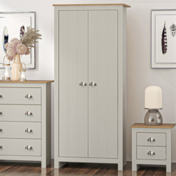 Lexington 2 Door Grey and Oak Wardrobe - thumbnail 1