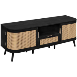 Birlea Noah Black Rattan 2 Door Single Drawer TV Unit - thumbnail 2