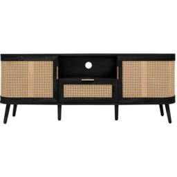 Birlea Noah Black Rattan 2 Door Single Drawer TV Unit - thumbnail 3