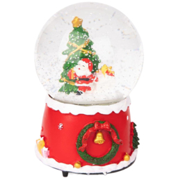 Shatchi Musical Snowglobe Christmas Tree and Santa Decoration