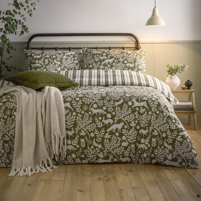 Furn Skandi Woodland Brushed Cotton Single Reversible Duvet Set - image 1