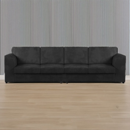 Luxor 4 Seater Black Jumbo Cord Long Sofa with Full Back - thumbnail 1