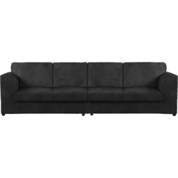 Luxor 4 Seater Black Jumbo Cord Long Sofa with Full Back - thumbnail 2
