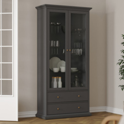 Florence Paris 2 Door 2 Drawer Matt Grey China Cabinet - thumbnail 1