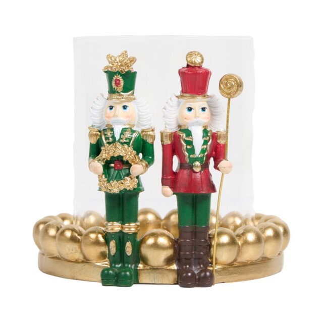 Red and Green Nutcracker Candle Holder - image 1