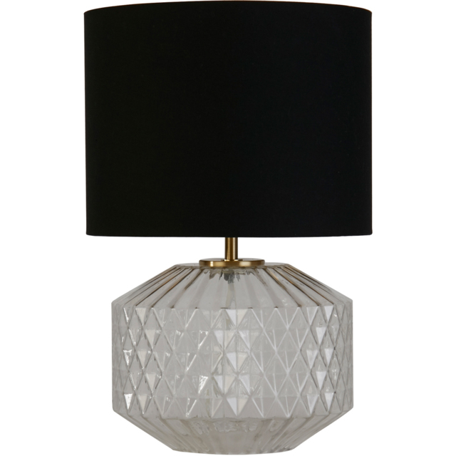 Lighting Collection Clear Glass Black Fabric Shade Table Lamp - image 1