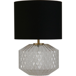 Lighting Collection Clear Glass Black Fabric Shade Table Lamp