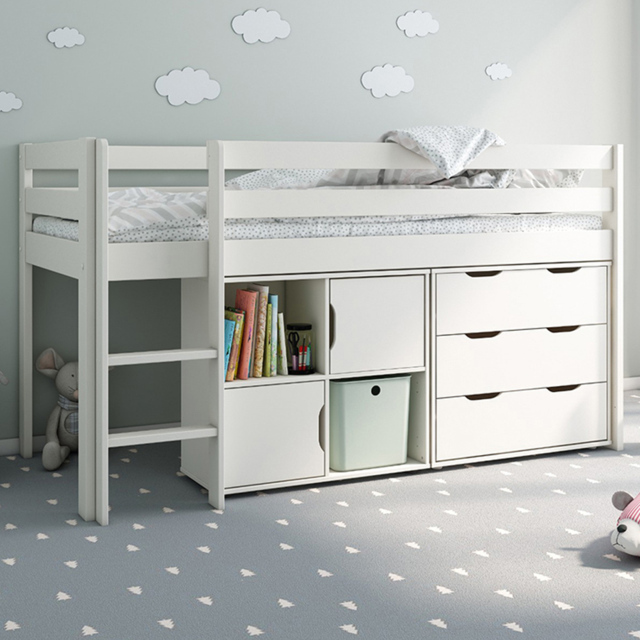 Noomi Midi White Single Continental Mid Sleeper with Storage - image 1