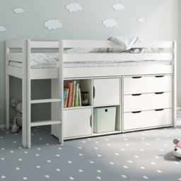 Noomi Midi White Single Continental Mid Sleeper with Storage - thumbnail 1
