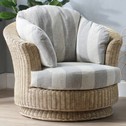 Desser Furniture Dijon Athena Stripe Natural Rattan Tub Swivel Chair