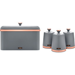 Tower Cavaletto EEJB282 Grey Bread Bin with 3 Piece Canister Set - thumbnail 1