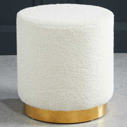 Lara White Ted Fabric Small Pouffe