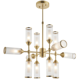 Merano Trieste Satin Brass and Frosted Glass 12 Light Ceiling Pendant