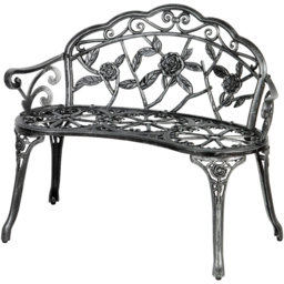 Home Source Rose Detail Grey 2 Seater Outdoor Bench - thumbnail 2