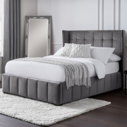 Julian Bowen Gatsby King Size Light Grey Velvet Bed Frame - thumbnail 1