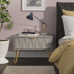 Crowndale Diamond Single Drawer Dusk Grey Wide Side Table Ready Assembled - thumbnail 2