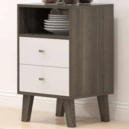 Portland 2 Drawer Brown and White Bedside Table Set of 2 - thumbnail 1