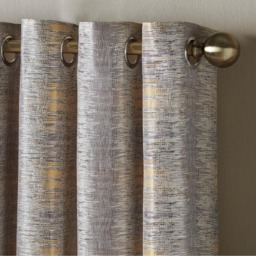 Alan Symonds Flections Jacquard Shimmering Lined Ring Top Eyelet Curtains Ochre 167 x 228cm - thumbnail 2