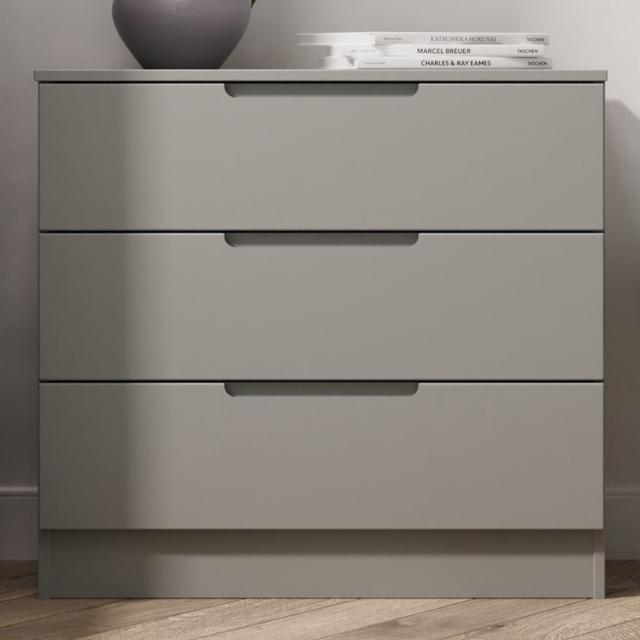 Crowndale Milan Dusk Grey 3 Drawer Chest of Drawers Ready Assembled - image 1