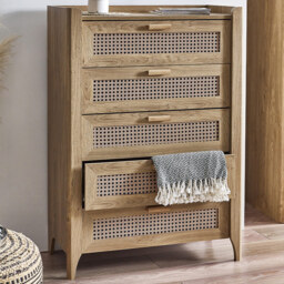 Julian Bowen Sydney 5 Drawer Rattan Effect Chest of Drawers
