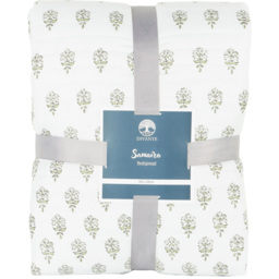 Divante White and Sage Samaira Print Bedspread 200 x 240cm - thumbnail 2