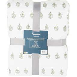 Divante White and Sage Samaira Print Bedspread 200 x 240cm - thumbnail 3