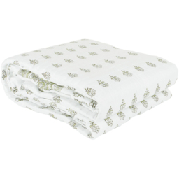 Divante White and Sage Samaira Print Bedspread 200 x 240cm - thumbnail 1