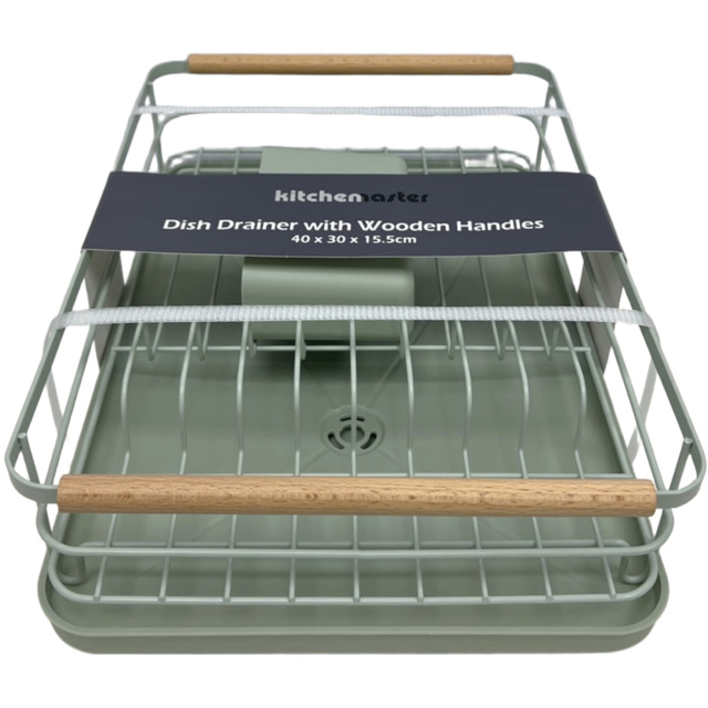 Kitchen Master Dish Drainer with Wooden Handles Sage - image 1