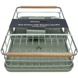 Kitchen Master Dish Drainer with Wooden Handles Sage - thumbnail 1