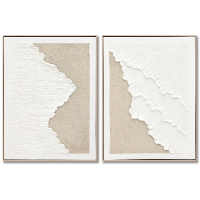 Calming Textured Hand Painted Wave Wall Art White - image 1