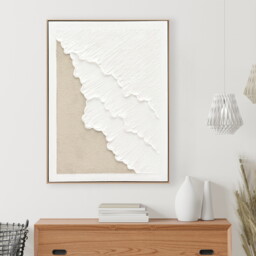 Calming Textured Hand Painted Wave Wall Art White - thumbnail 2