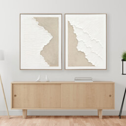 Calming Textured Hand Painted Wave Wall Art White - thumbnail 4